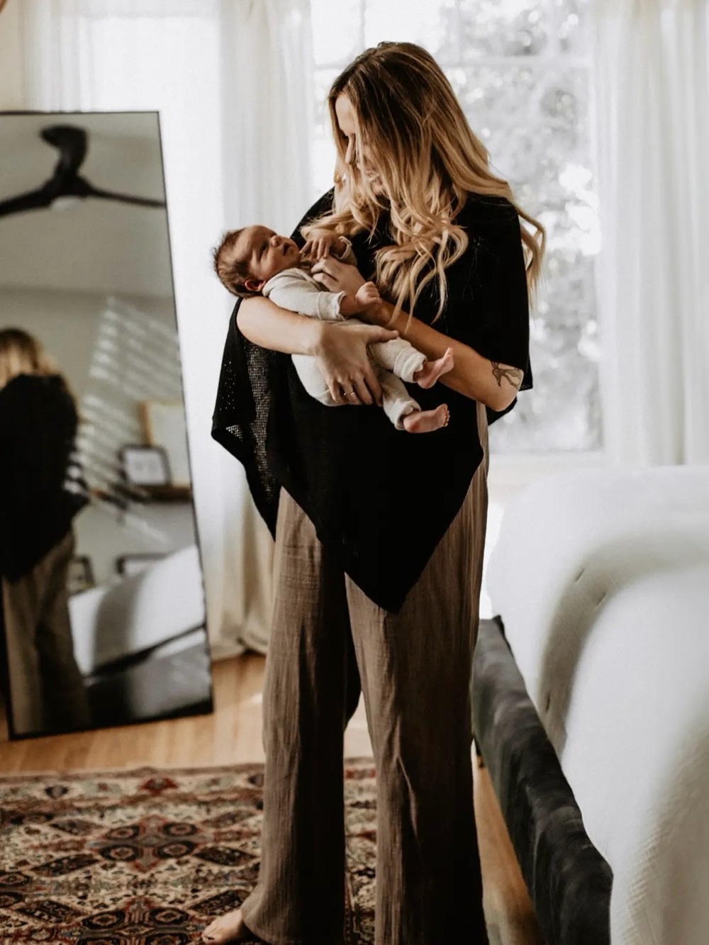 We Are Amma Black Cocoon Nursing Poncho Shrug Cover Up